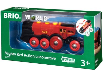 vlacek brio world 33592 mohutna cervena akcni lokomotiva