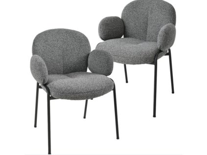 elegantni akcentni zidle goeurvant se zaoblenym operadlem a nastavitelnymi nohami skandinavsky styl sada 2 kusu tmave seda 1