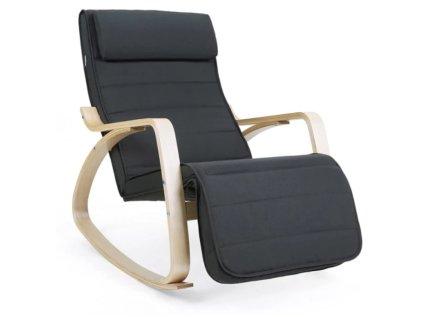 drevene houpaci kreslo songmics s nastavitelnou operkou nohou 67 x 91 x 115 cm tmave seda lyy10g 1