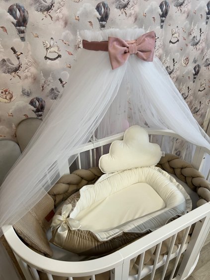 Tylová klasická nebesa s mašličkou na kovový držák - na přání  s mašličkou, klasický tyl, na kovový držák