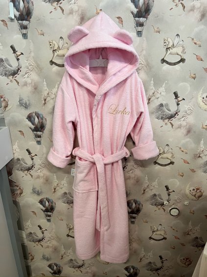 Dětský župan z froté s oušky - na přání  dětský župan · froté · s kapucí