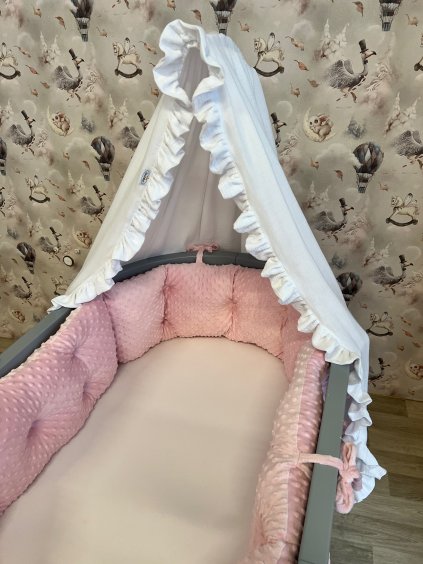 Mušelínová nebesa s volánky na dřevěný držák - na přání  s volánky, na dřevěný držák