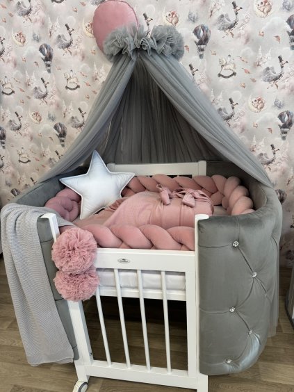 Rostoucí postýlka Blush tmavě šedá+bílá