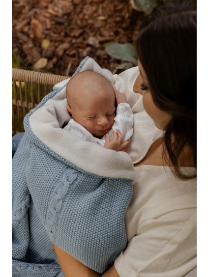 cieply kocyk bawelniany polar ocean blue