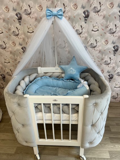 Rostoucí postýlka Blush světle šedá+bílá