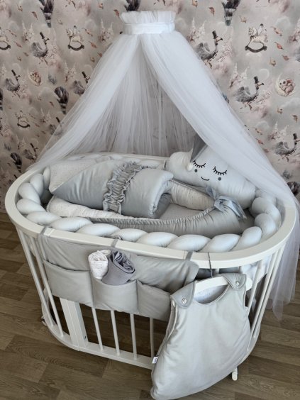 Kulatá rostoucí postýlka Oval Bed 9v1 bílá