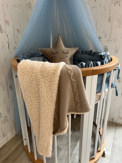 Kulatá rostoucí postýlka Oval Bed 9v1 bílá+přírodní