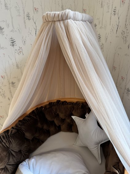 Nebesa ze SOFT TYLU bez nařasené korunky na kovový držák  bez nařasené korunky, jednodušší vzhled, bohatá nebesa