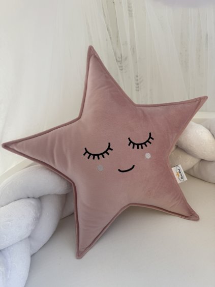 Hvězdička s výšivkou obličeje - na přání  dekorativní polštářek · hvězdička s obličejem · Oval Bed