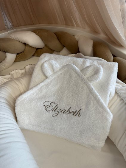 Froté osuška s oušky - na přání  dětská osuška · froté · s oušky · Oval Bed · 100×100 cm