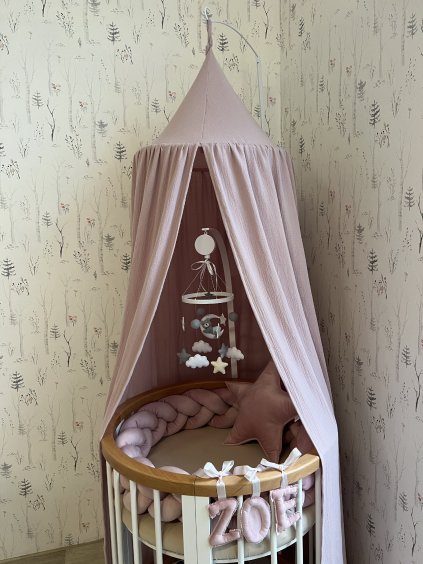 Mušelínový baldachýn - na přání  ke stropu nebo na náš volně stojící stojan