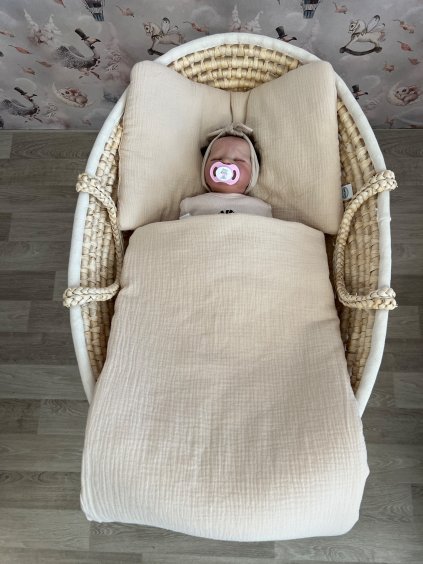 Mušelínový set do kočárku / mojžíšova koše - na přání  zateplený polštářek 30x40 cm a deka 70x70 cm