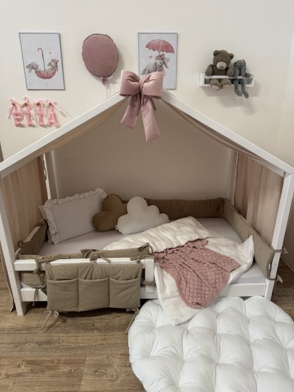 Plochý mantinel bez volánku do domečkové postele - na přání  bez volánku, výplň vatelín, plochý mantinel