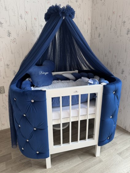 Rostoucí postýlka Blush tmavě modrá+bílá