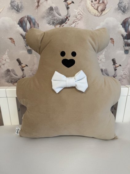 Polštářek ve tvaru medvídka - na přání  medvídek s úvazky