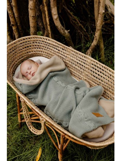 cieply kocyk bawelniany z polarem oliwkowy 2