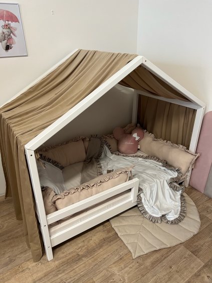 Nebesa na obrácenou domečkovou postel z ultrasoft velvetu - na přání  zatemňovací nebesa, ultrasoft materiál, na domečkovou postel