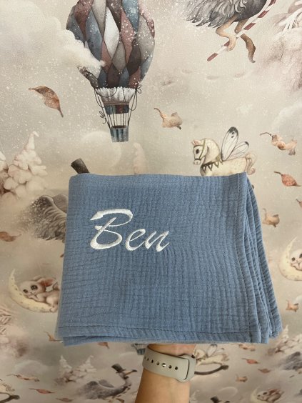 Mušelínová plenka s výšivkou 1 ks (65x50 cm)