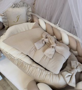 Rychlozavinovačka celá z mušelínu, hnízdečko kombinace mušelín+Ultrasoft velvet, na přání i velvetová mašle u hnízda💫🙌🏼...