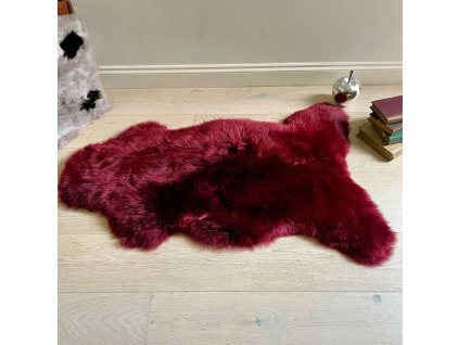 british sheepskin rug fleece throw bordeaux red 210632