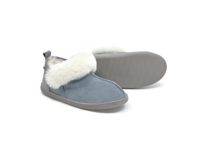 Dámské bačkory z ovčí kůže KARAYAKA_popelavě šedo-bílé barvy_5