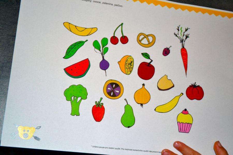 Triedime ovocie, zelenina, pečivo