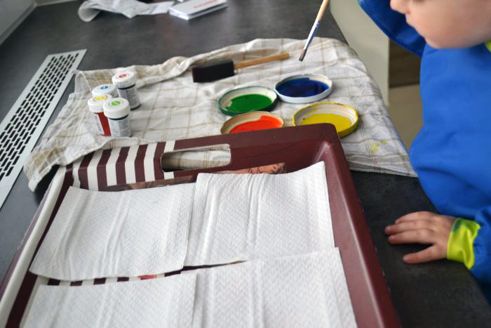 Pokus: Reakcia farby a servítky