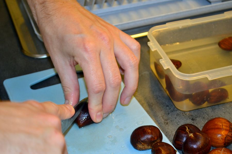 Krupicová kaša z jedlých gaštanov