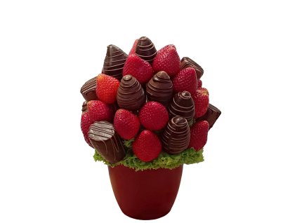 Kytice čtyř chutí: jahody a banány v čokoládě