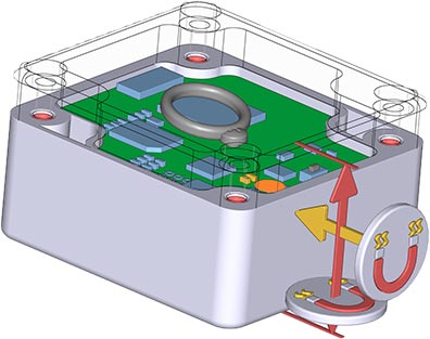 Návod na umístění polohu umístění magnetu k Oxee
