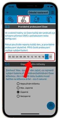 Ukázka nastavení pravidelného probouzení pro přijetí např. nastavení v Oxee