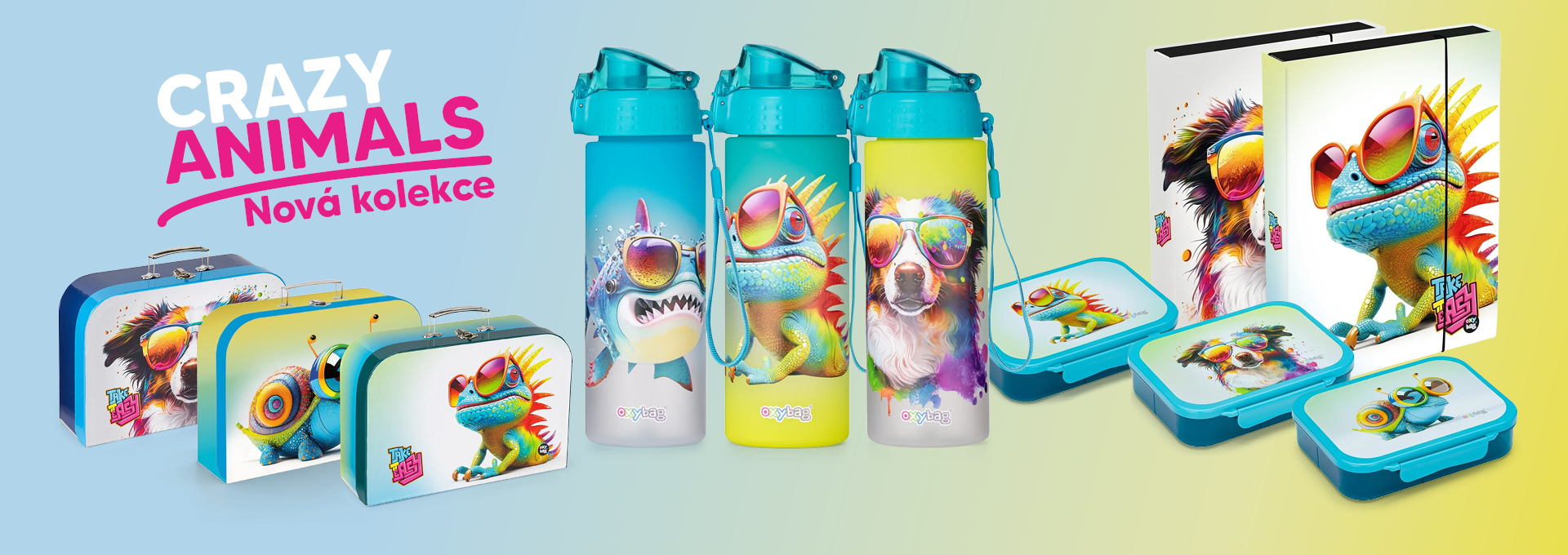 Nová kolekce Crazy Animals obsahuje zábavné motivy na lahvích, svačinových boxech, kufřících a dalších produktech