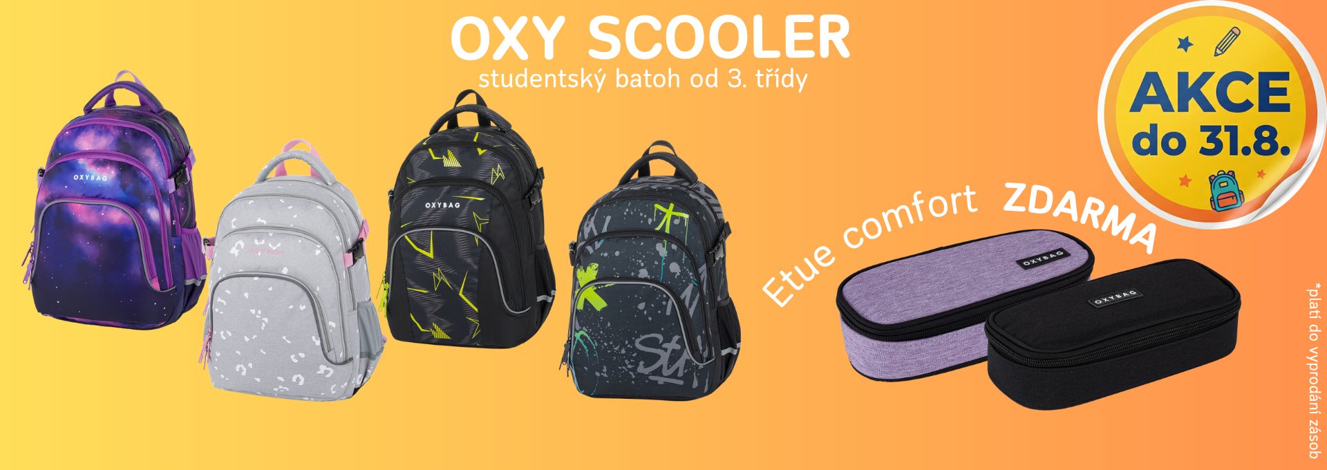 Oxy scooler studentské batohy v akci s etue zdarma do 31.8.2026