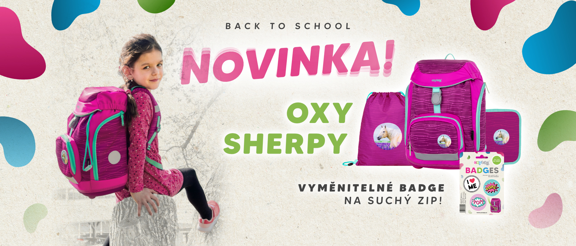 reklamní banner na nový batoh Oxy Sherpy