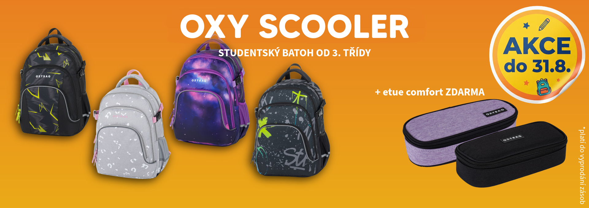 Oxy scooler studentské batohy v akci s etue zdarma do 31.8.2026