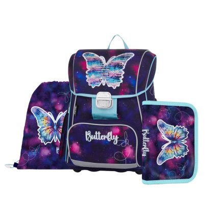 Školní set 3ks PREMIUM Motýl modrý