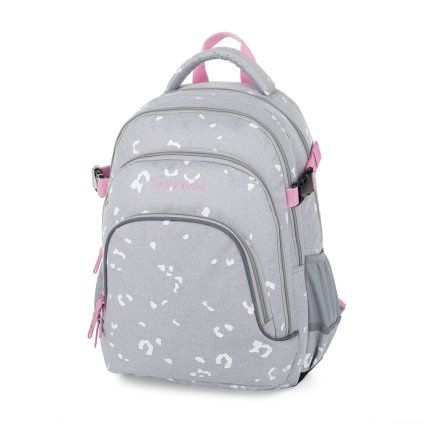 Studentský batoh OXY SCOOLER Grey geometric Pink Style