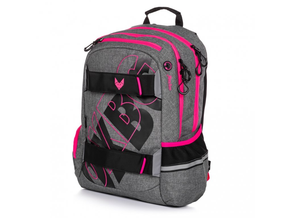 Levně Oxybag Studentský batoh OXY Sport GREY LINE pink