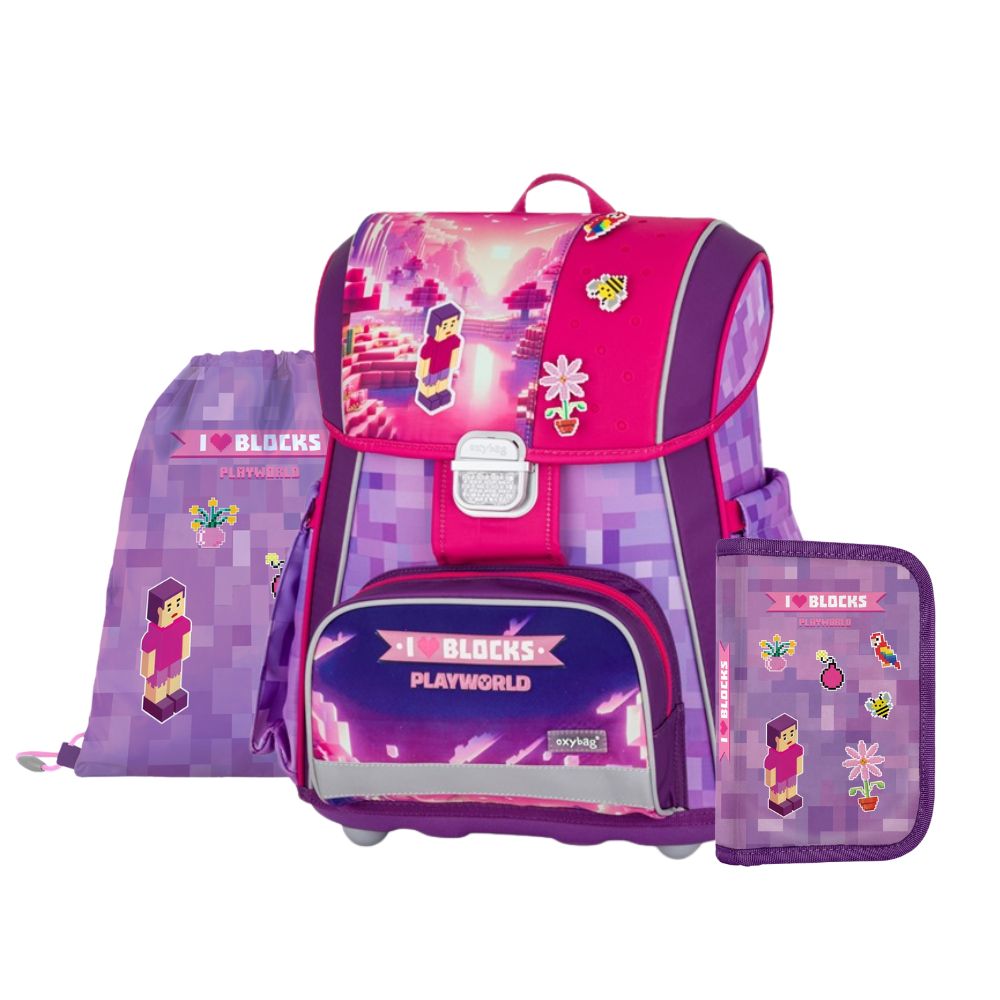 Oxybag Školní set 3ks PREMIUM Playworld Girl Pixel