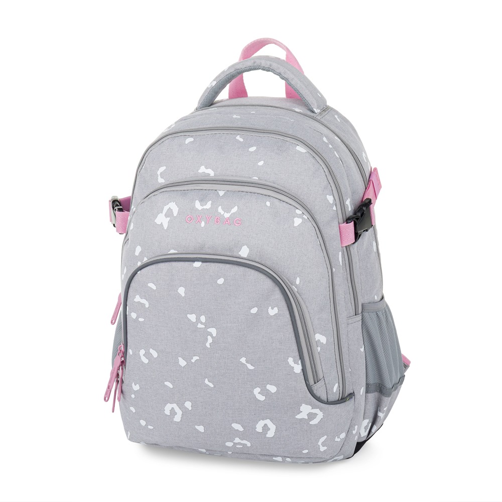 Levně Oxybag Studentský batoh OXY SCOOLER Grey geometric Pink Style