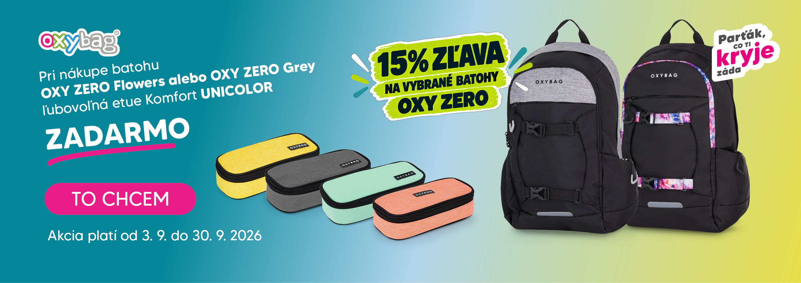 Pri kúpe vybraného batohu OXY Zero lubovolná etue komfort UNICOLOR zadarmo