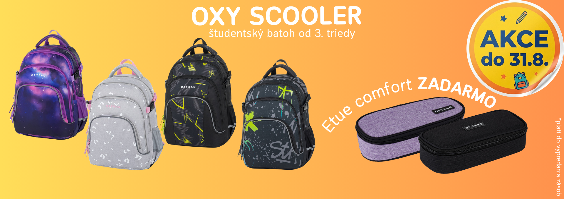 Študentský batoh Oxy Scool s puzdrom Comfort zadarmo v akcii do 31. 8.
