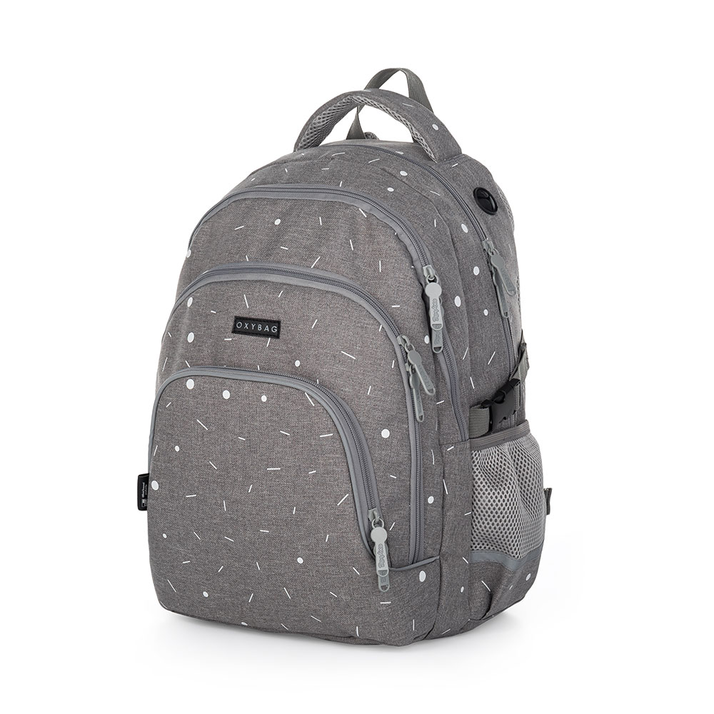 Oxybag Študentský batoh OXY SCOOLER Grey geometric