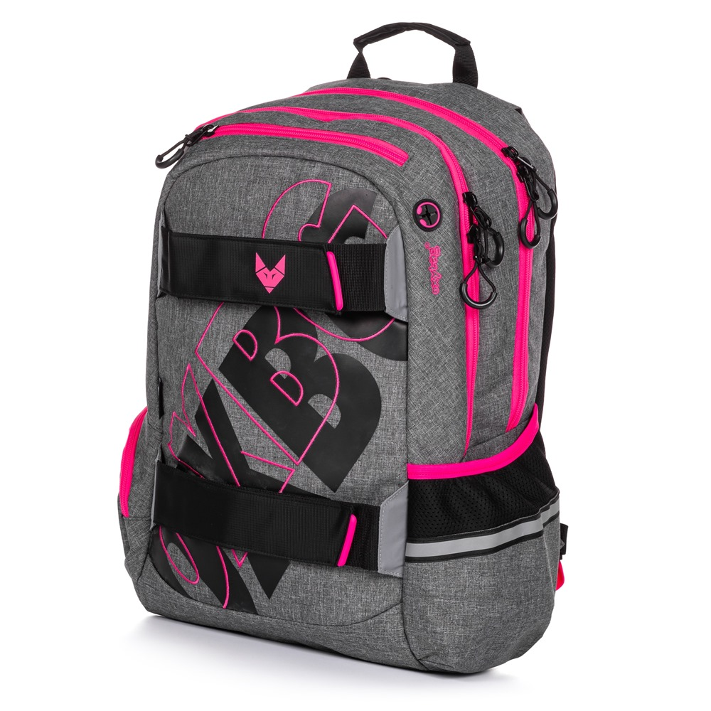 Oxybag Študentský batoh OXY Sport GREY LINE pink