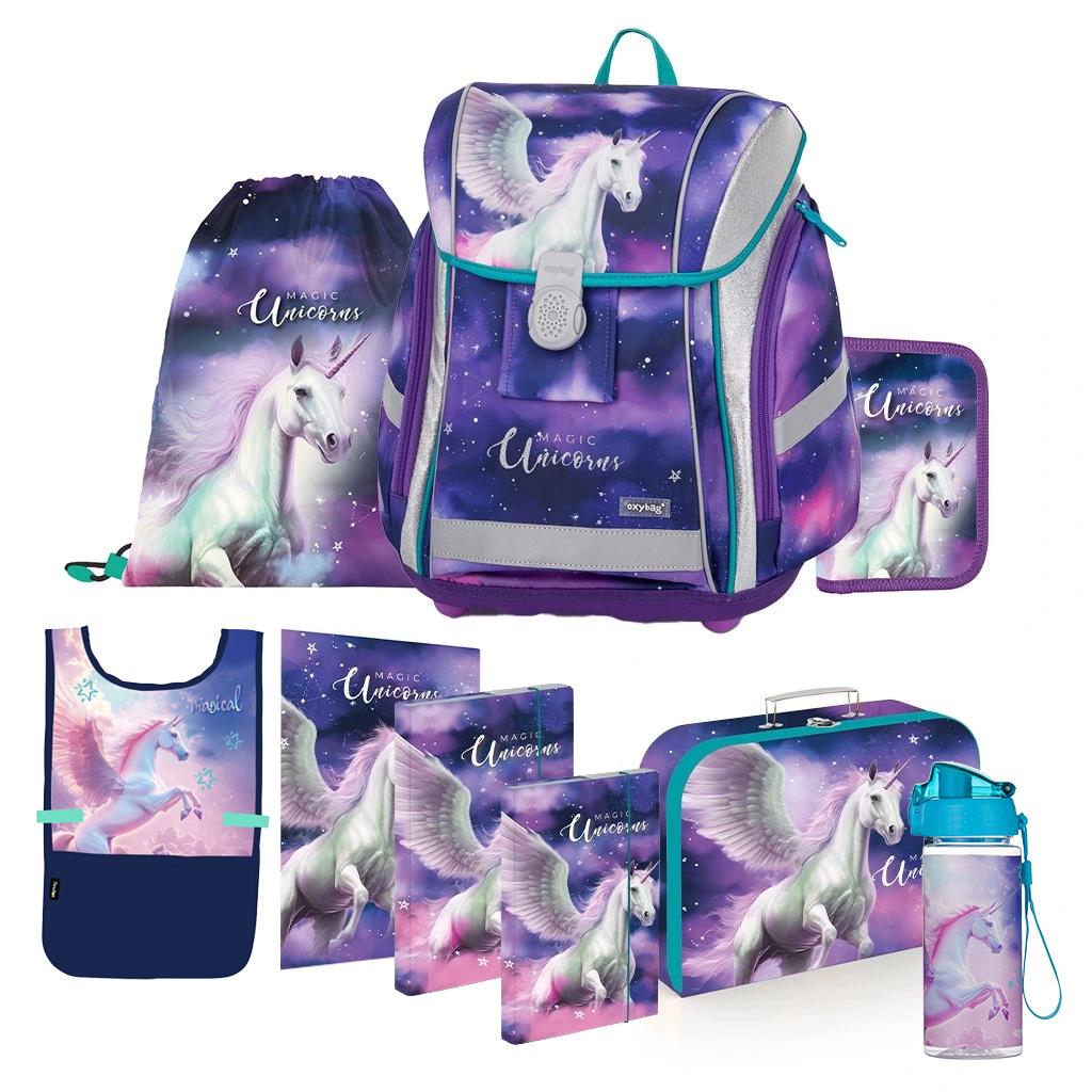 Oxybag Školský set 8-dielny PREMIUM LIGHT Pegas strieborný