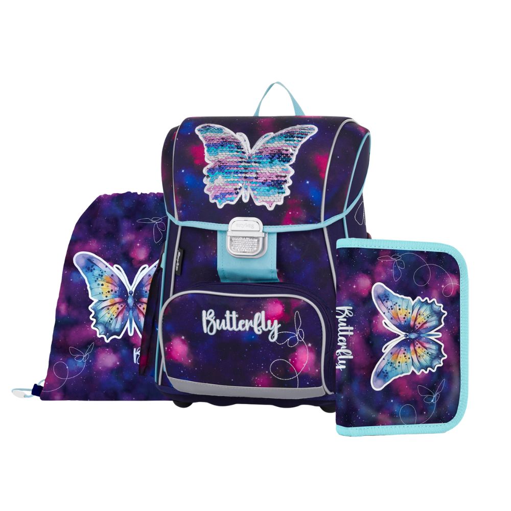 Oxybag Školský set 3-dielny PREMIUM Motýľ modrý