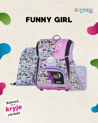 🆕 NOVINKA – FUNNY GIRL 🆕 Funny Girl – nápadný, hravý, farebný, s grafitmi, moderný, proste cool. 💜🩷 Školský set PREMIUM...