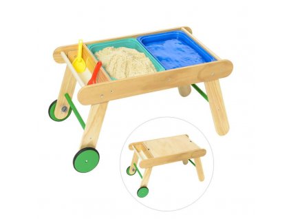 Dřevěný stůl na vodu a písek