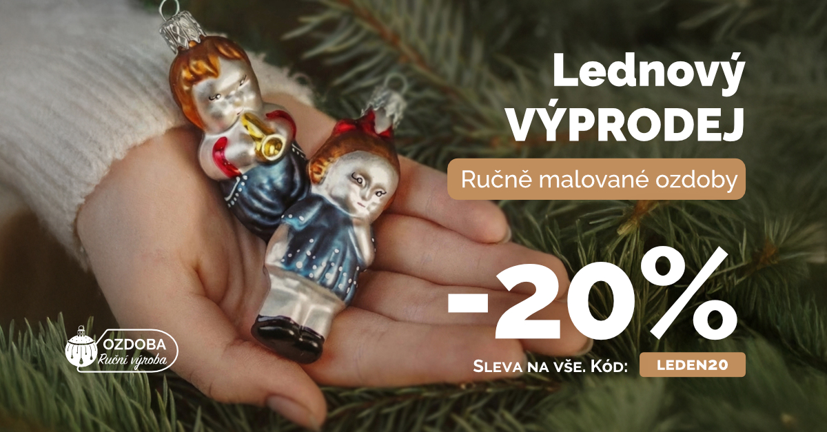 Lednový výprodej vánočních ozdob sleva 20% na vše.
