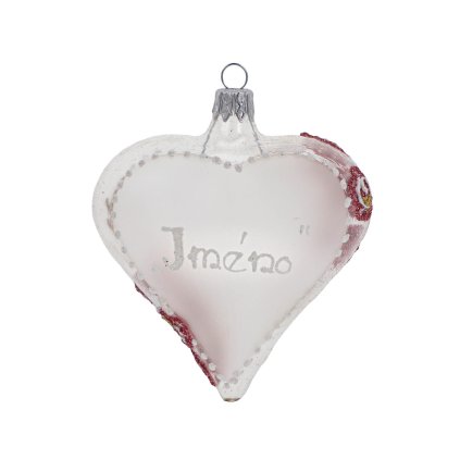 Srdce Valentýn se jménem na přání - růžičky - čiré